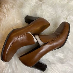 Franco Sarto leather heel loafers